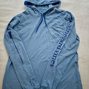 Vineyard Vines light Blue Hoodie Shirt - Rowing symbol